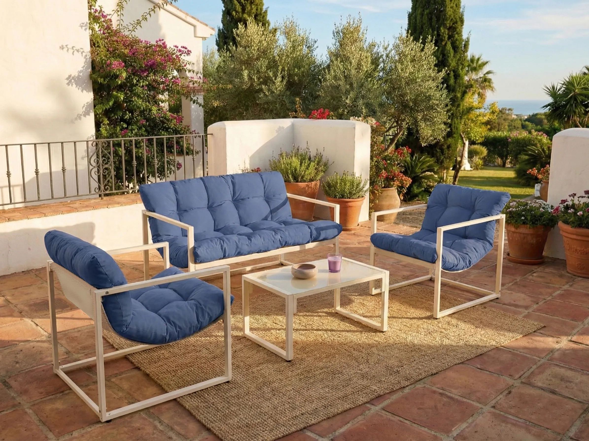 Loungeset met tafel 4-zits GARDA Metaal Blauw