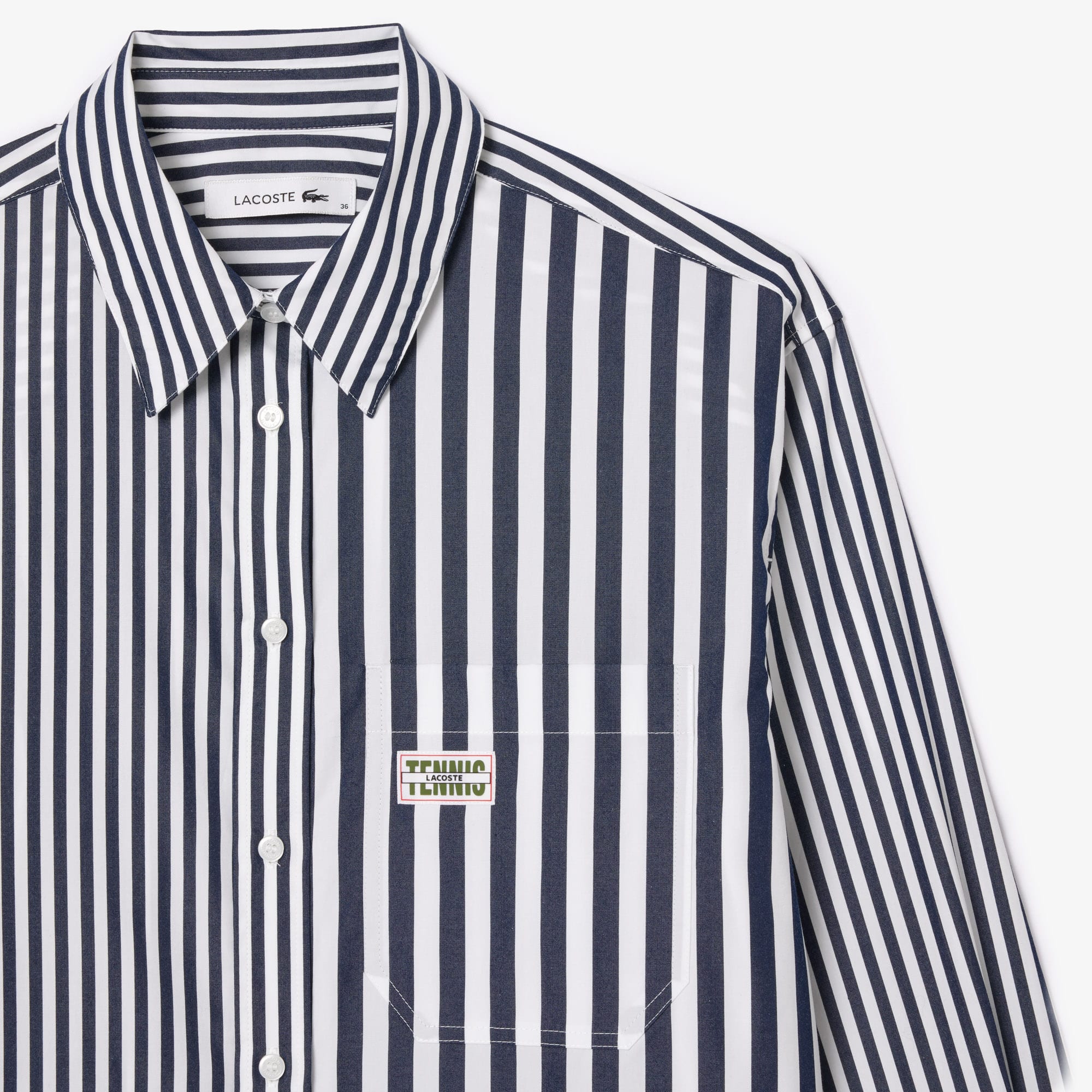 Chemise rayée en popeline de coton Chemises & Hauts - Bleu - Lacoste - Femme