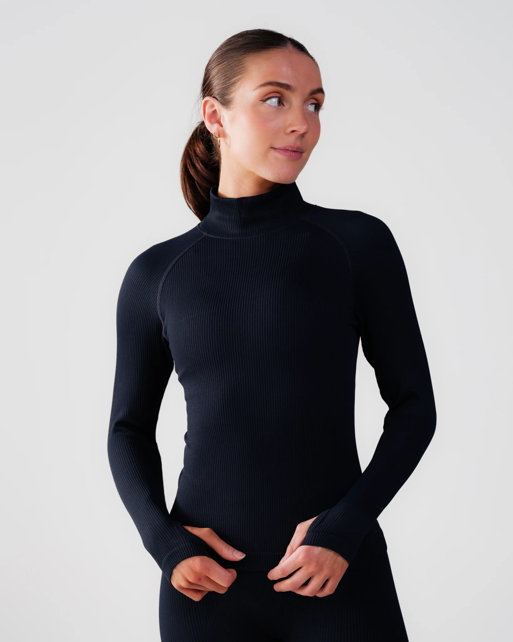 Bumpro Perfect Rib Sweatshirt Turtleneck Navy