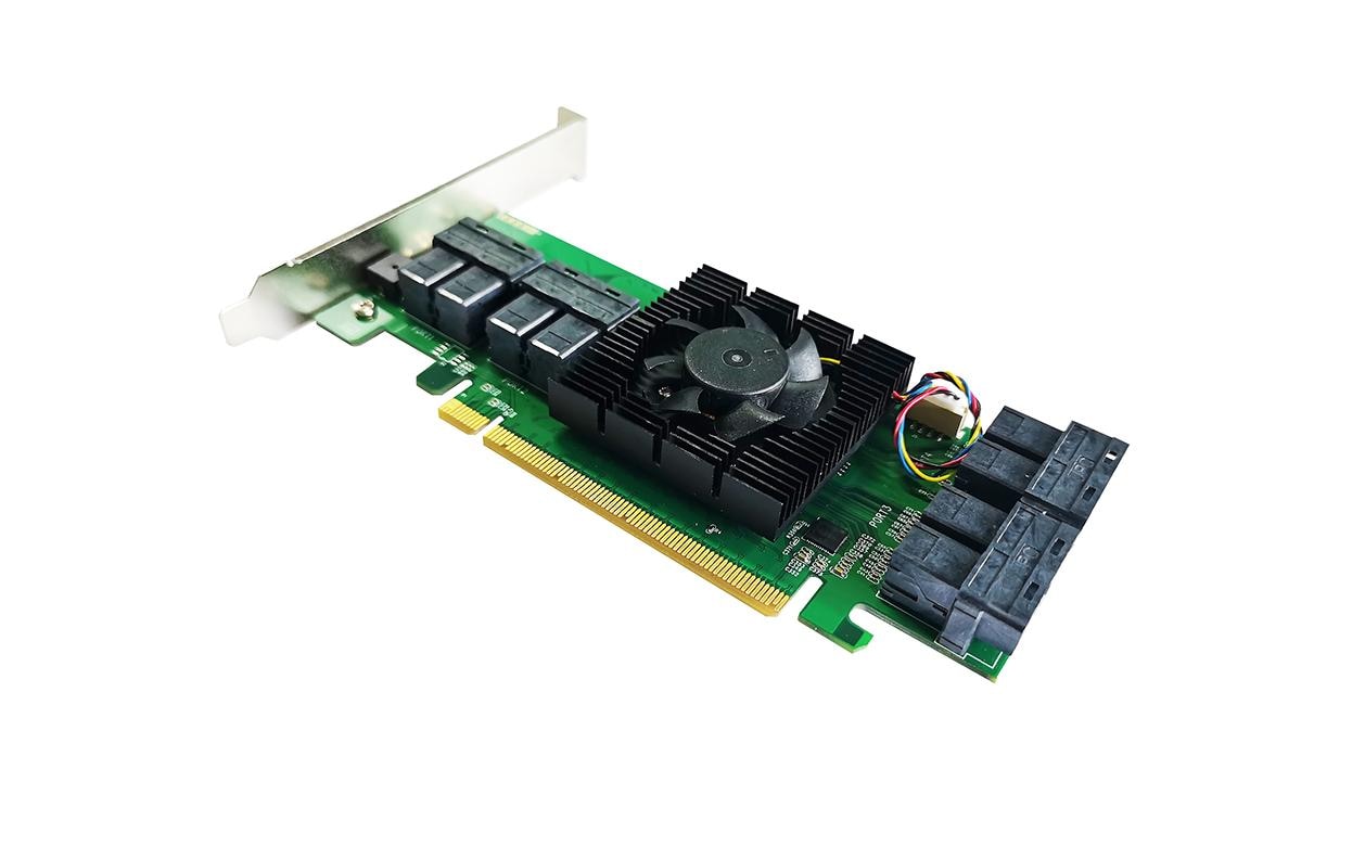 RAID-Controller SSD7180 8x PCIe 3.0 x4 SFF-8643, PCI-Ex16v3<br>HighPoint High Port Count NVMe RAID Serie- 8-Kanal PCIe 3.0 NVMe RAID Controller