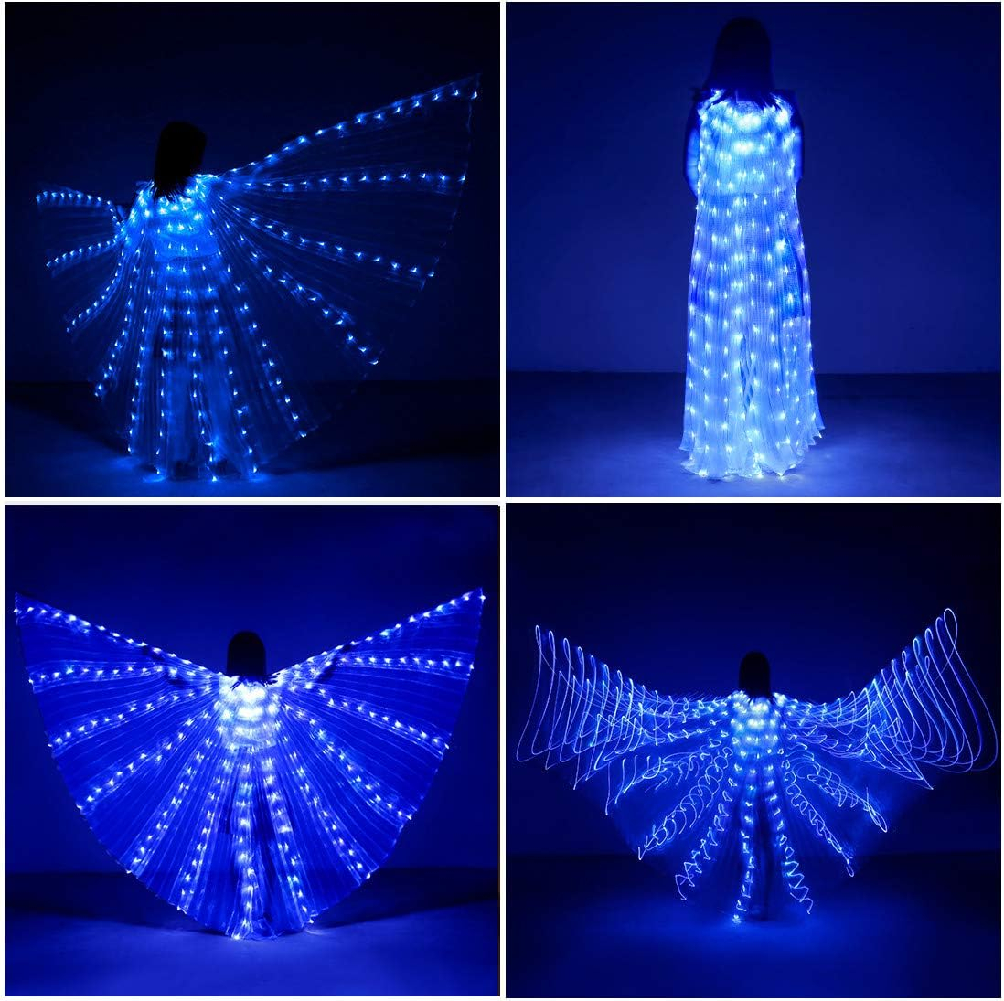 (145cm) LED Fasnachts Kostüm Blinkende Schmetterlings Flügel Bauchtanz Verkleidung für Motto Partys / Halloween (Batteriebetrieben) - Blau