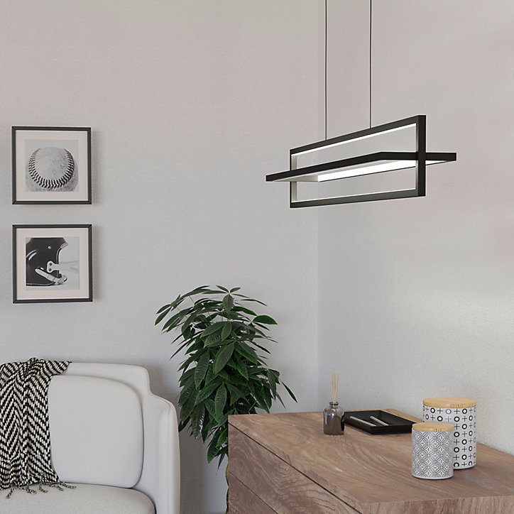 Suspension LED intégrée Siberia IP20 4500lm 34W L.78 x l.16 x H.110 cm Eglo noir dimmable
