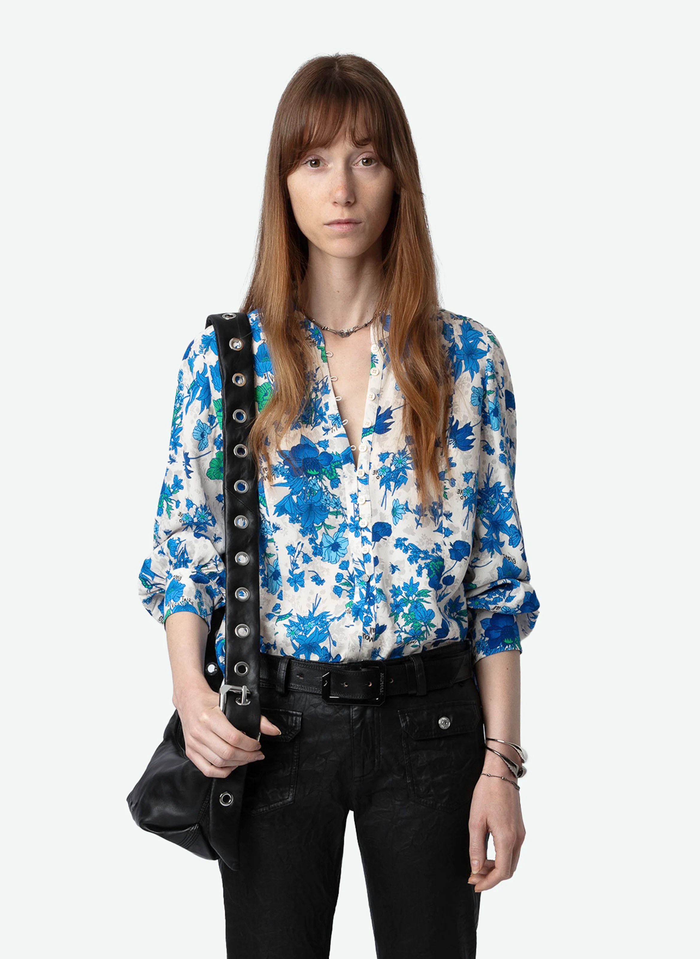 TWINA - Blouse droite col V imprimée | Blanc