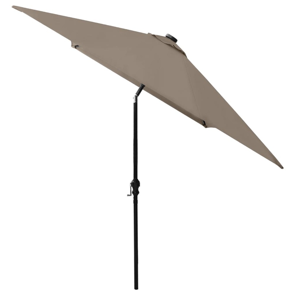 Parasol avec led et mât en acier taupe 2 x 3 m