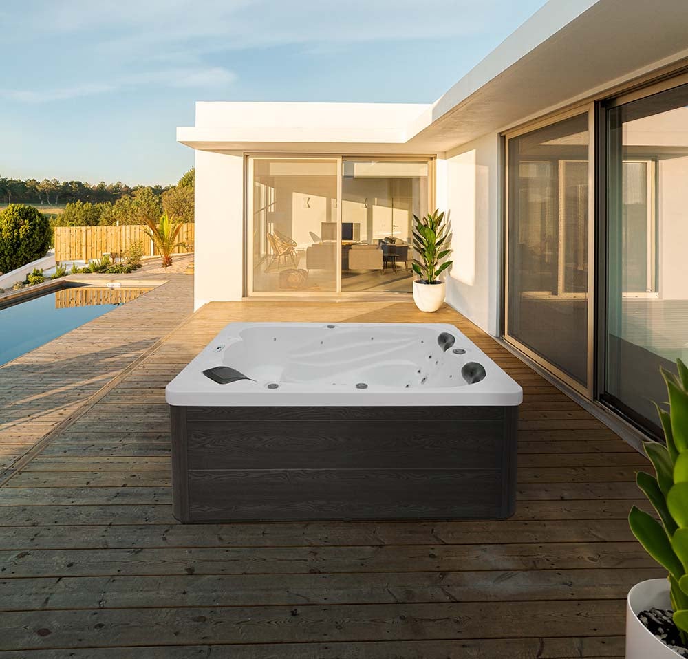 Home Deluxe - Buitenwhirlpool - SUNSET Pure - Afmetingen: 220 x 156 x 82 cm - Incl. 32 massagejets en 13 lichtbronnen | Buitenwhirlpool Spa