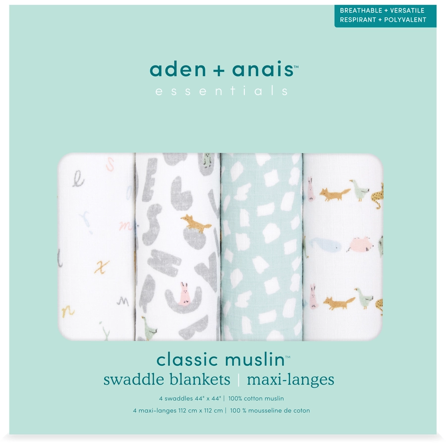 aden + anais™ essentials Pucktuch 4er-Pack alphabet animals