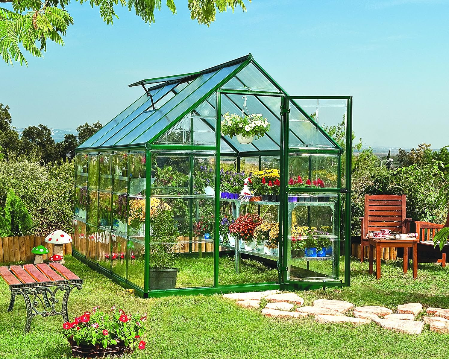 Palram HYBRID 6X10 Bundle Grün Gewächshaus, 306x185x208 cm