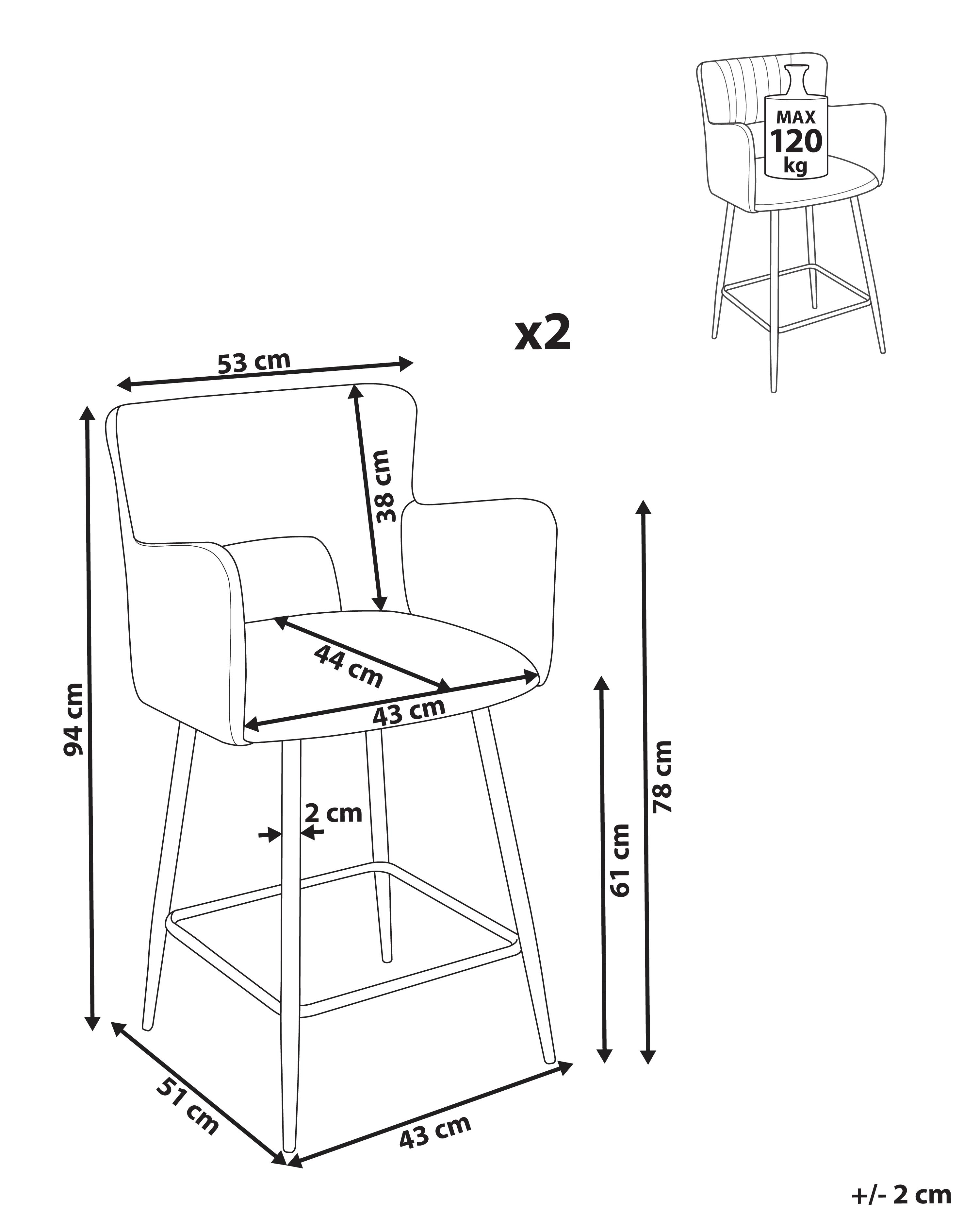 Set van 2 barstoelen SANILAC Bouclé Gebroken wit