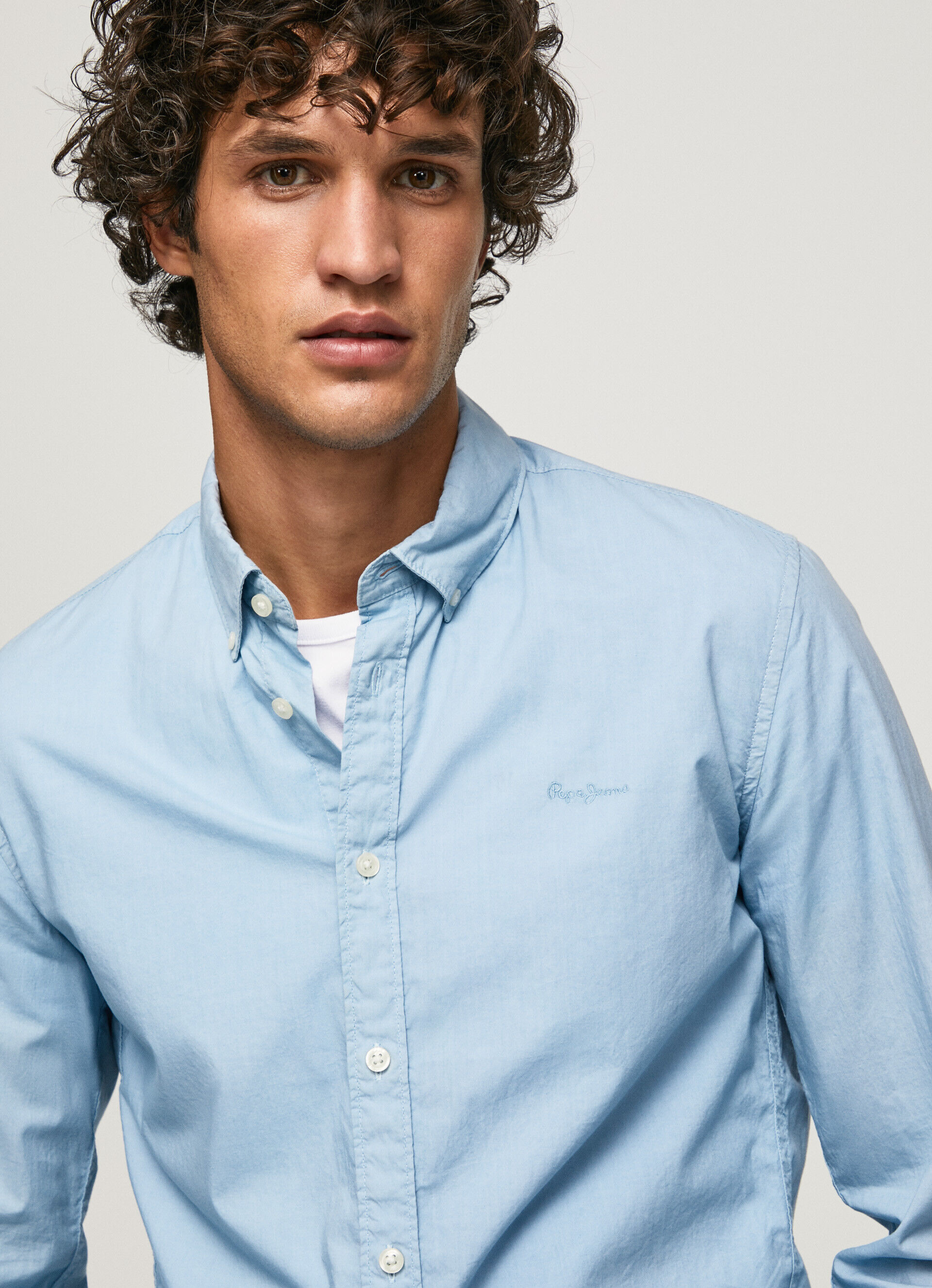 Camisa PEYTON FIT SLIM POPLIN - azul claro