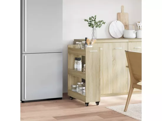Armoire avec roues chêne sonoma 60x22x79 cm bois d'ingénierie