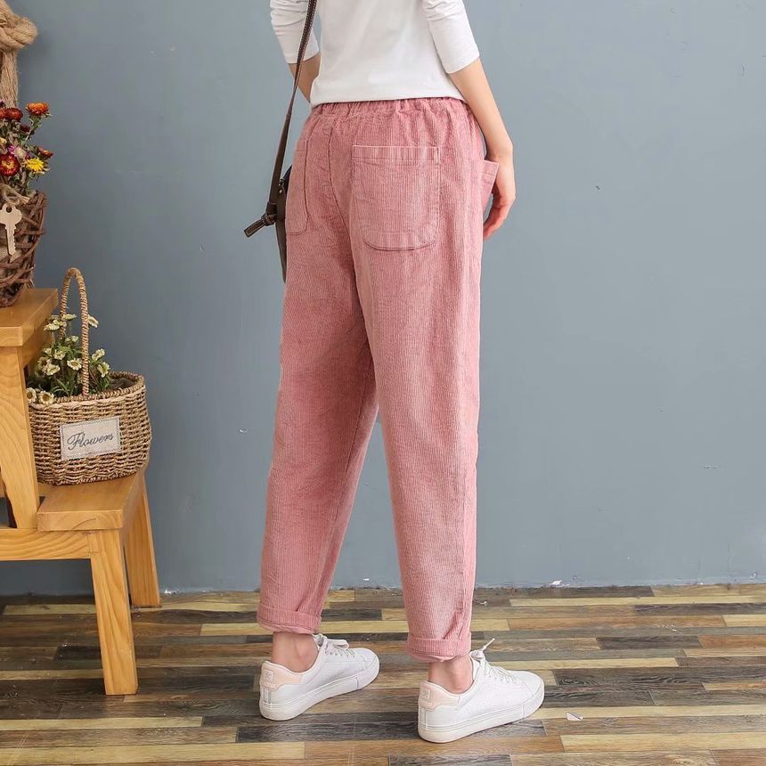Angel Love - Elastische tailleband met effen corduroy harembroek