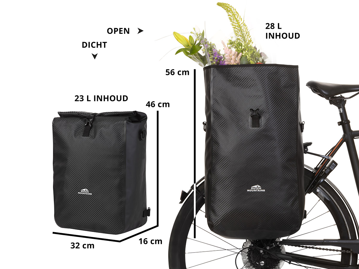 Dutch Mountains 28 liter 3 in 1 enkele fietstas - Black