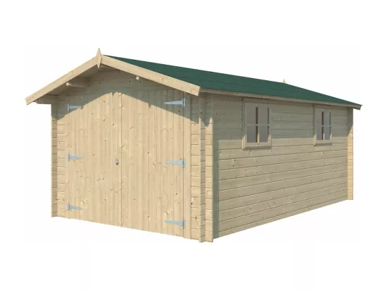 Garage en épicéa massif double porte 16.16 m² Avec gouttière