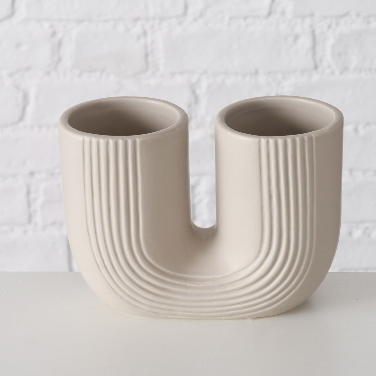 Boltze 2 Vases Filicio beiges - 17x8x16 cm