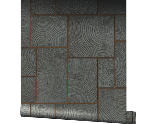Vliesbehang 85744 Natural Opulence van Felix Diener, houtlook, antraciet koper