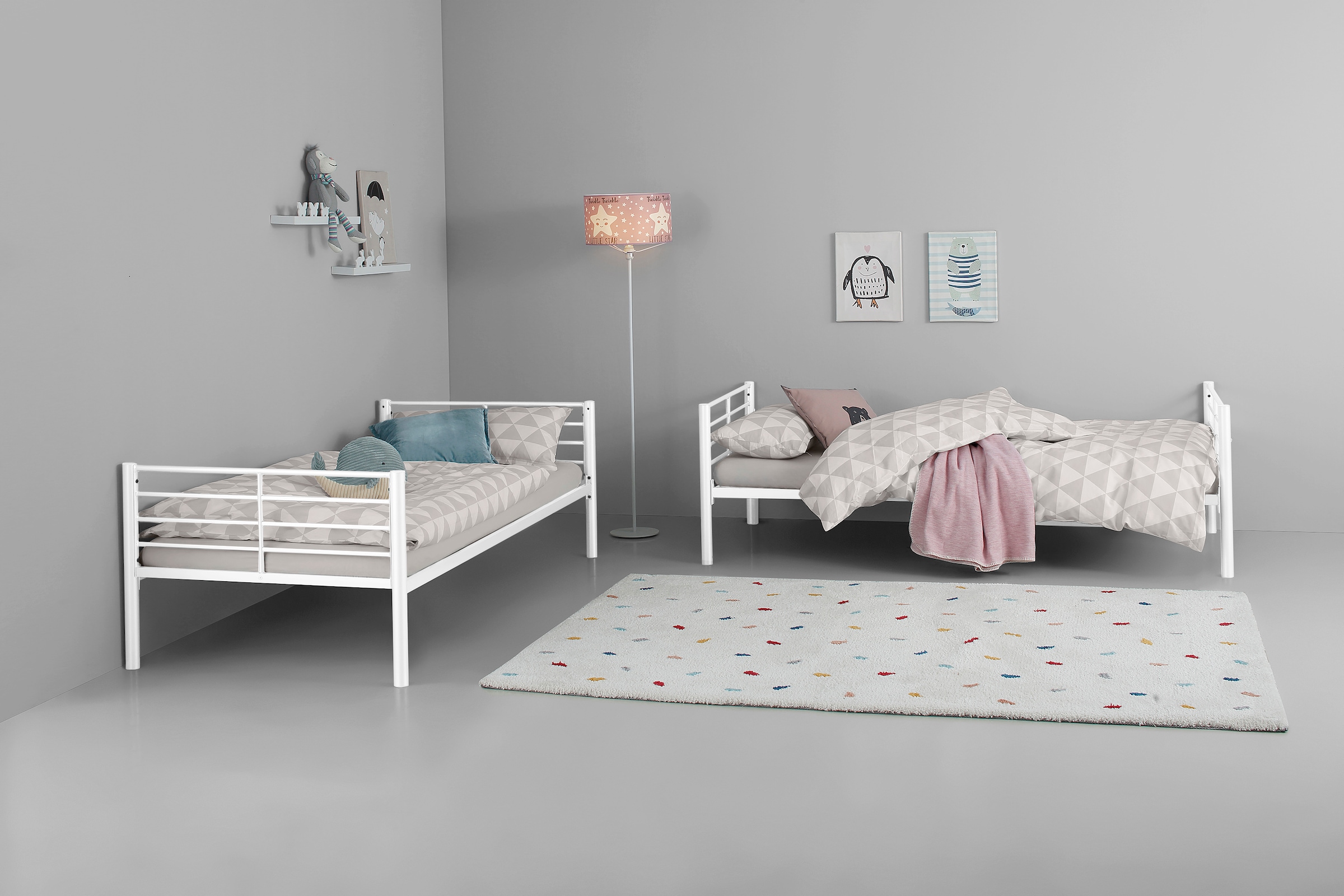 Home affaire Etagenbett »Hayo,  Metallbett, Stockbett« teilbar in 2 Einzelbetten,  perfekt für kleine Räume, mehrere Farben, (B/T/H) ca. 208/97/160 cm