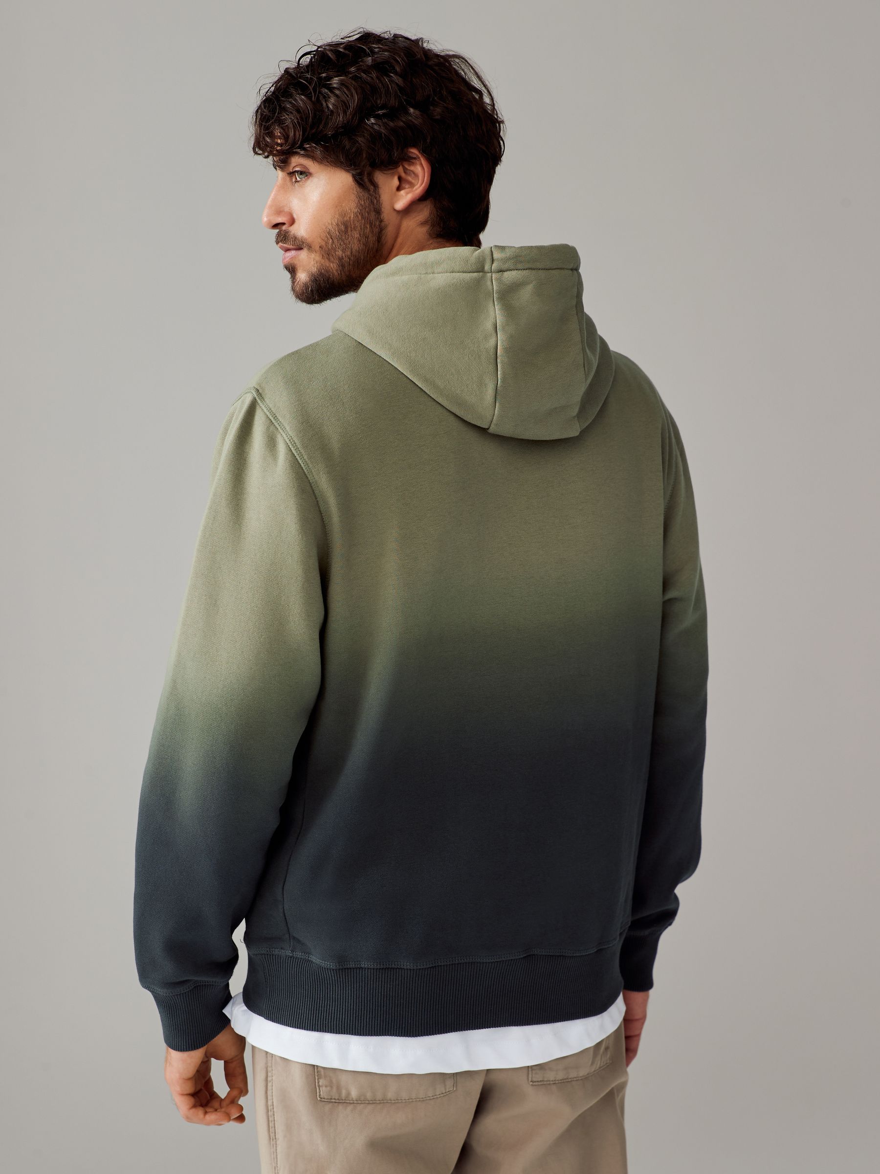 Groen - Dip Dye Katoenrijke Jersey Hoodie