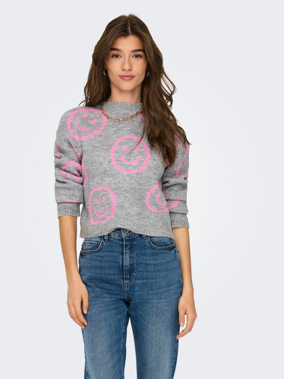 ONLHAPPIE Strickpullover Light Grey Melange
