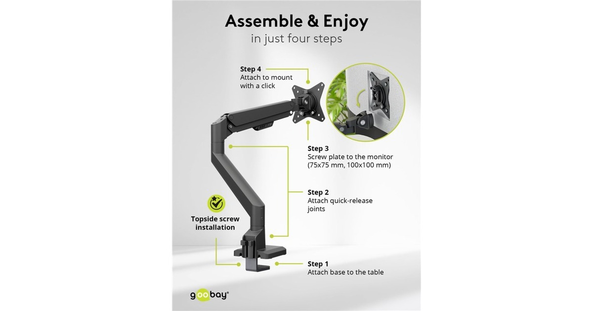 goobaySingle Monitor Mount, 17 tot 32 inch monitorarm  (Zwart)