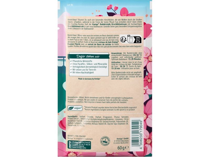 Kneipp Badezusatz Kirschblütentraum 60 g Natürliche Badekristalle sorgen für ein entspannendes Badeerlebnis