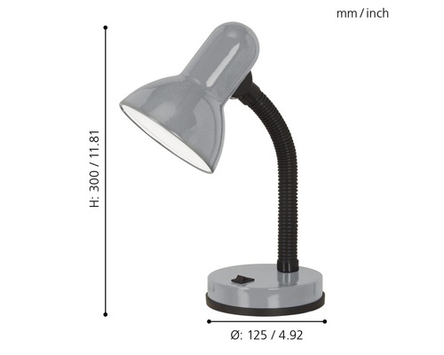 Bureaulamp, 1-lichts, H 31 cm, Basic zilver