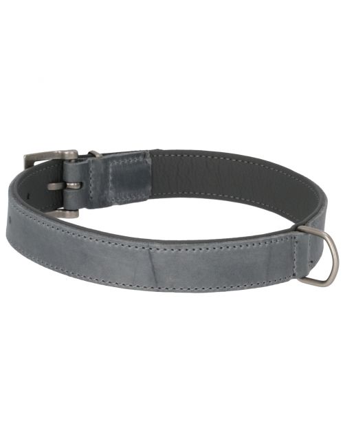 Adori Halsband Vetleder Gevoerd Grijs&Antraciet - Hondenhalsband