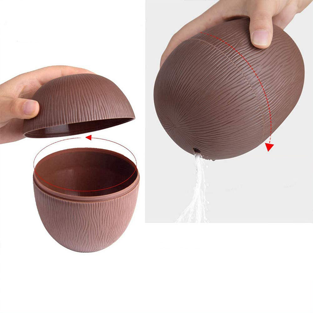(6er Set) Mehrweg Cocktail Trinkbecher Sommer Party Hawaii Deko Getränke Becher mit Strohhalm - Kokosnuss / Ananas