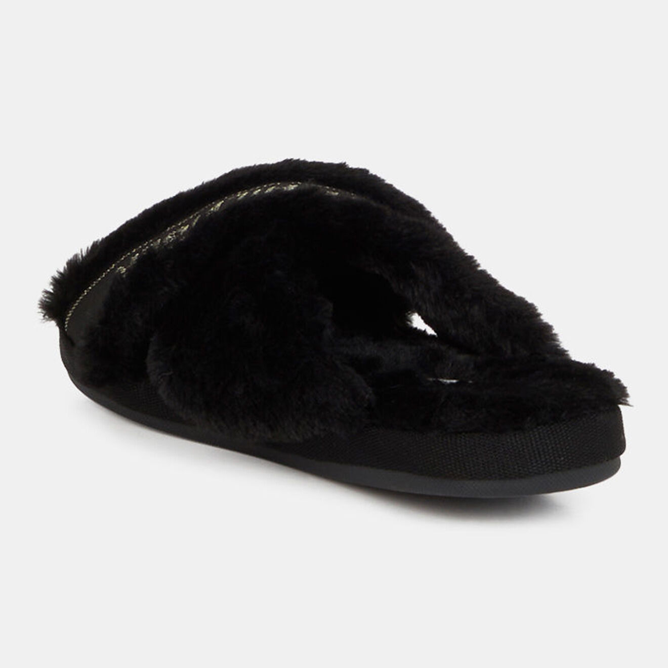 Tommy Hilfiger Chaussons en fausse fourrure Furry noirs