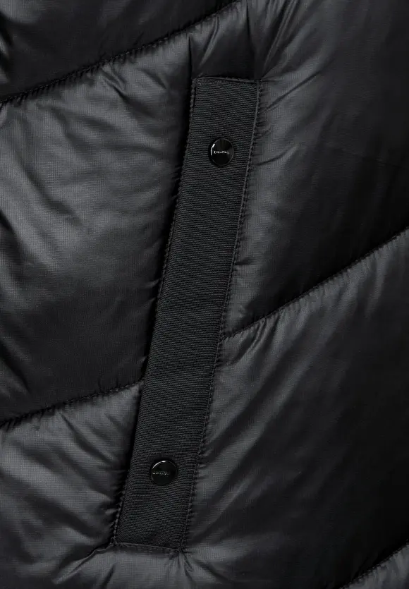 Lange Materialmix Weste - Black