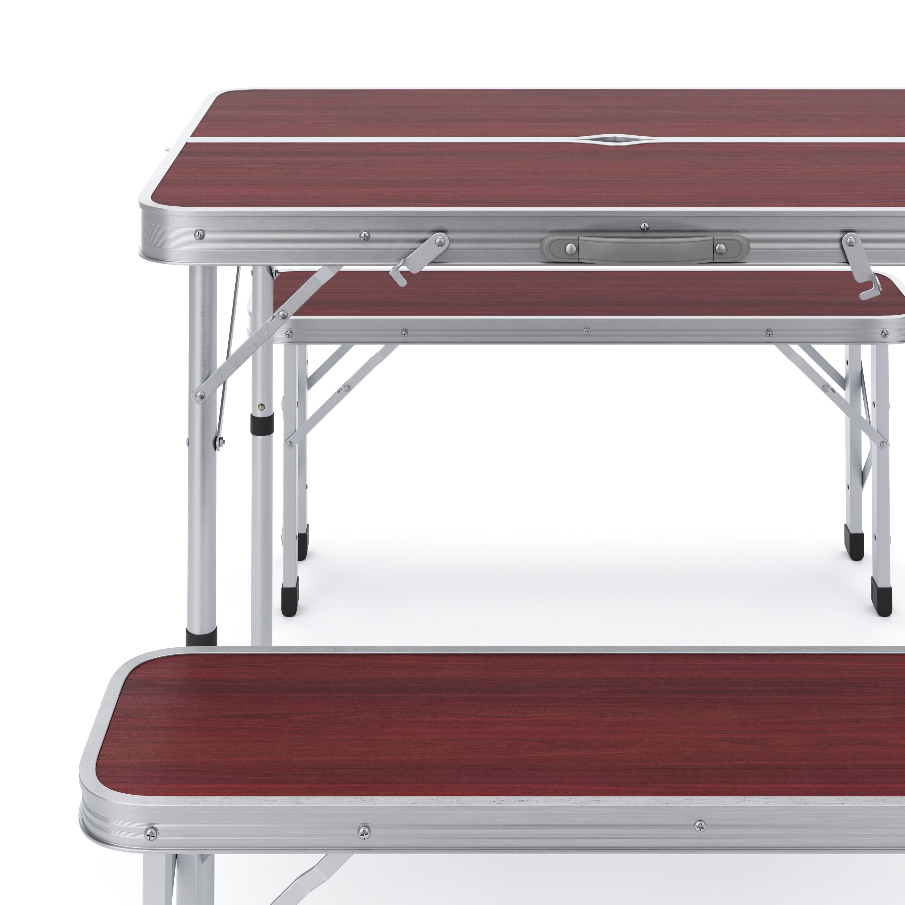 Campingtisch Garnitur klappbar 90 cm braun
