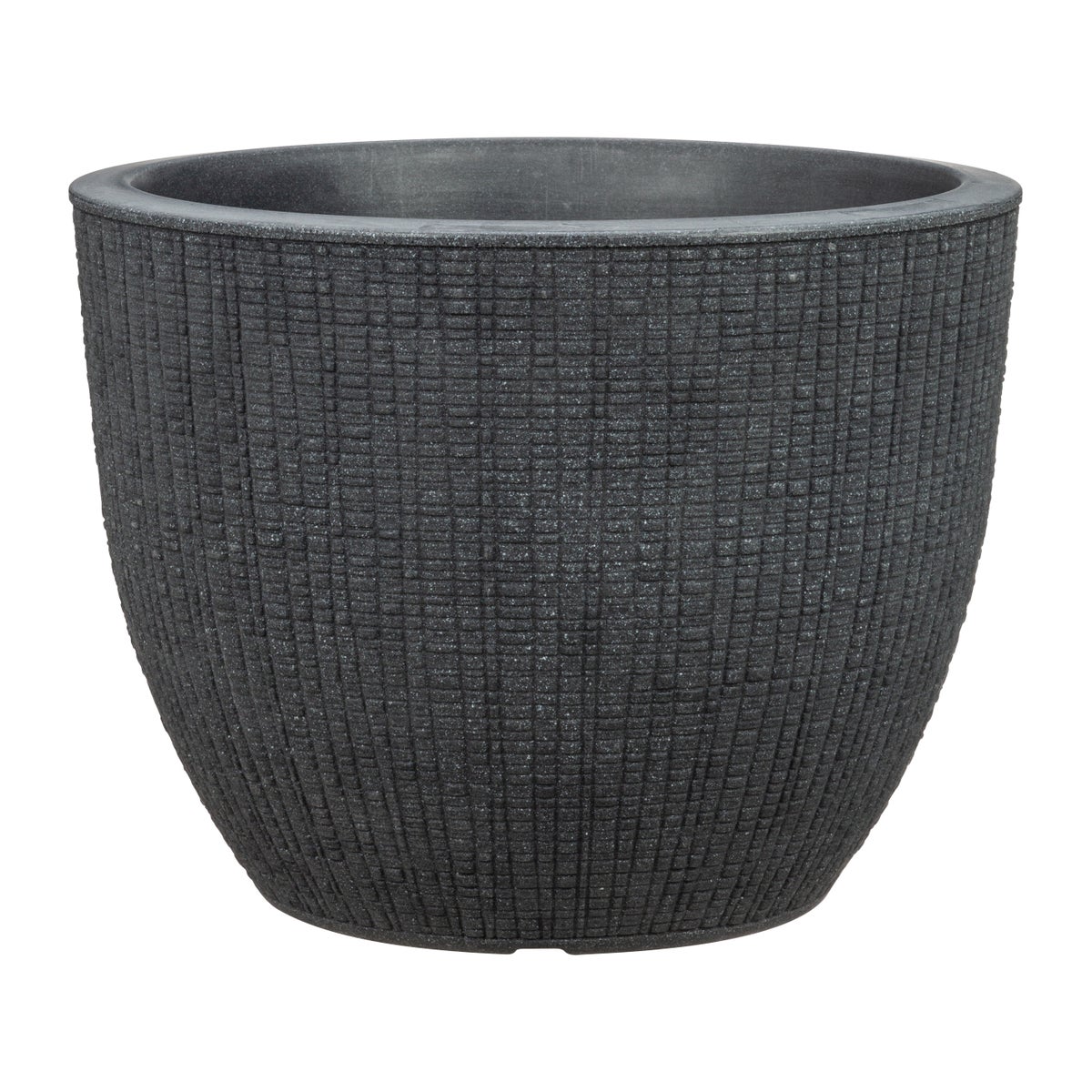 Scheurich Barceo 47, plantenbak/bloempot/plantenbak, rond, gemaakt van kunststof, kleur: Stony Black, diameter 47 cm, hoogte 36,1 cm, inhoud 50 l.
