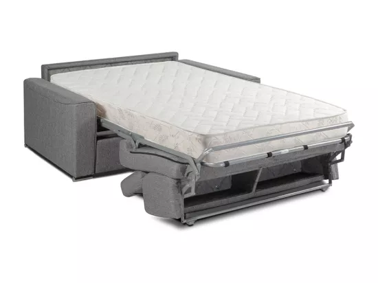Canapé 3 places convertible express en tissu gris - Couchage 140 cm - Matelas 18 cm VIZIR