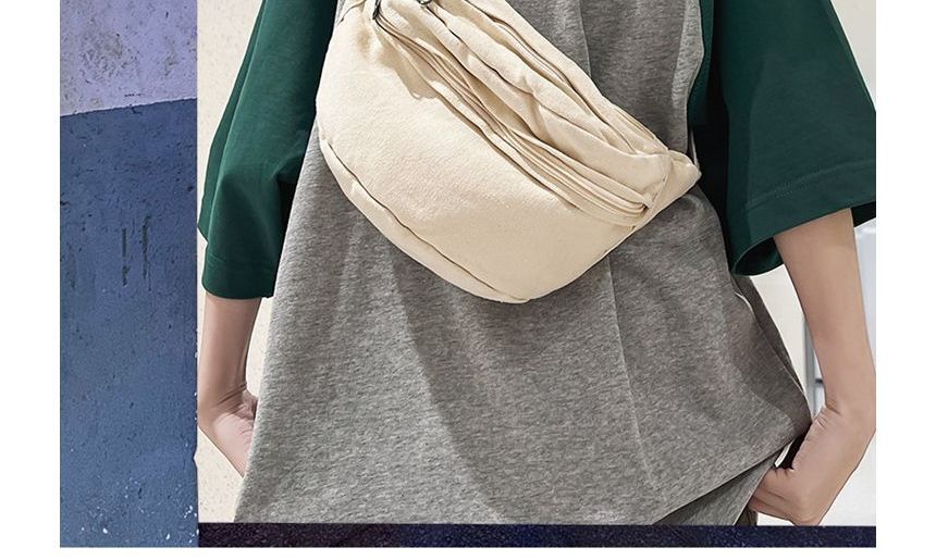 Minafox - Effen canvas crossbodytas met rits