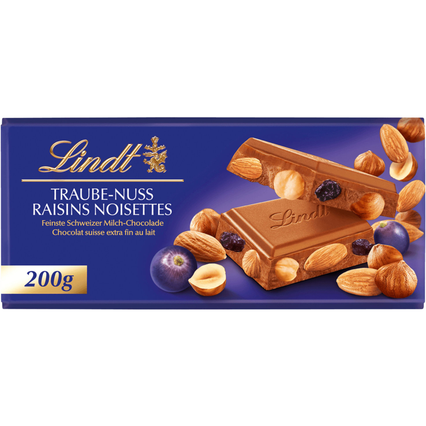 Lindt Tafelschokolade Milch Traube Nuss