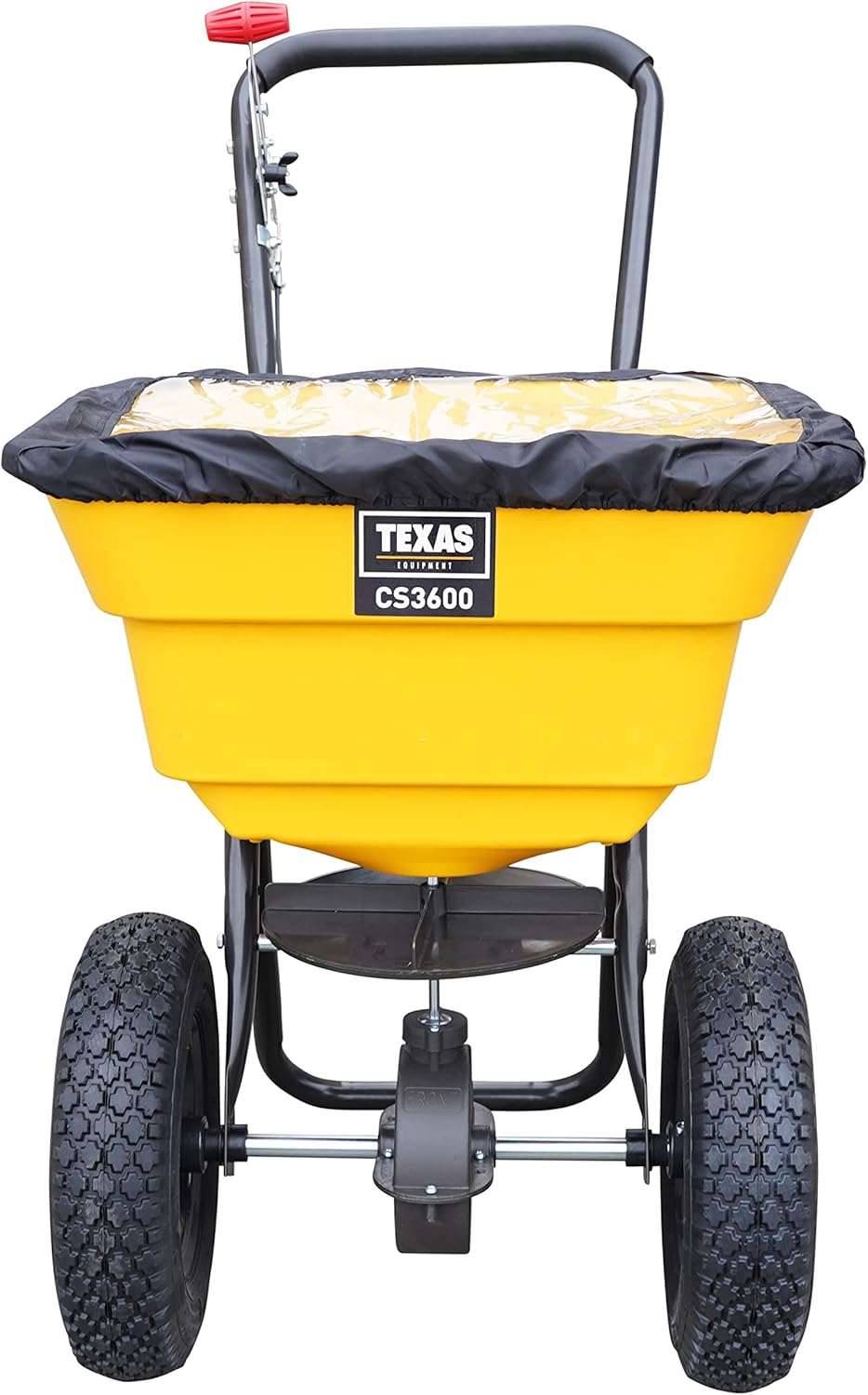 Texas Profi Streuwagen CS 3600 Rasendünger Salz Winter Düngerstreuer Rasen Saatgut | 36 Liter | 2m Streubreite | leichtläufige Lufträder | verstellbare Dosierung | schwarz-gelb | sehr robust