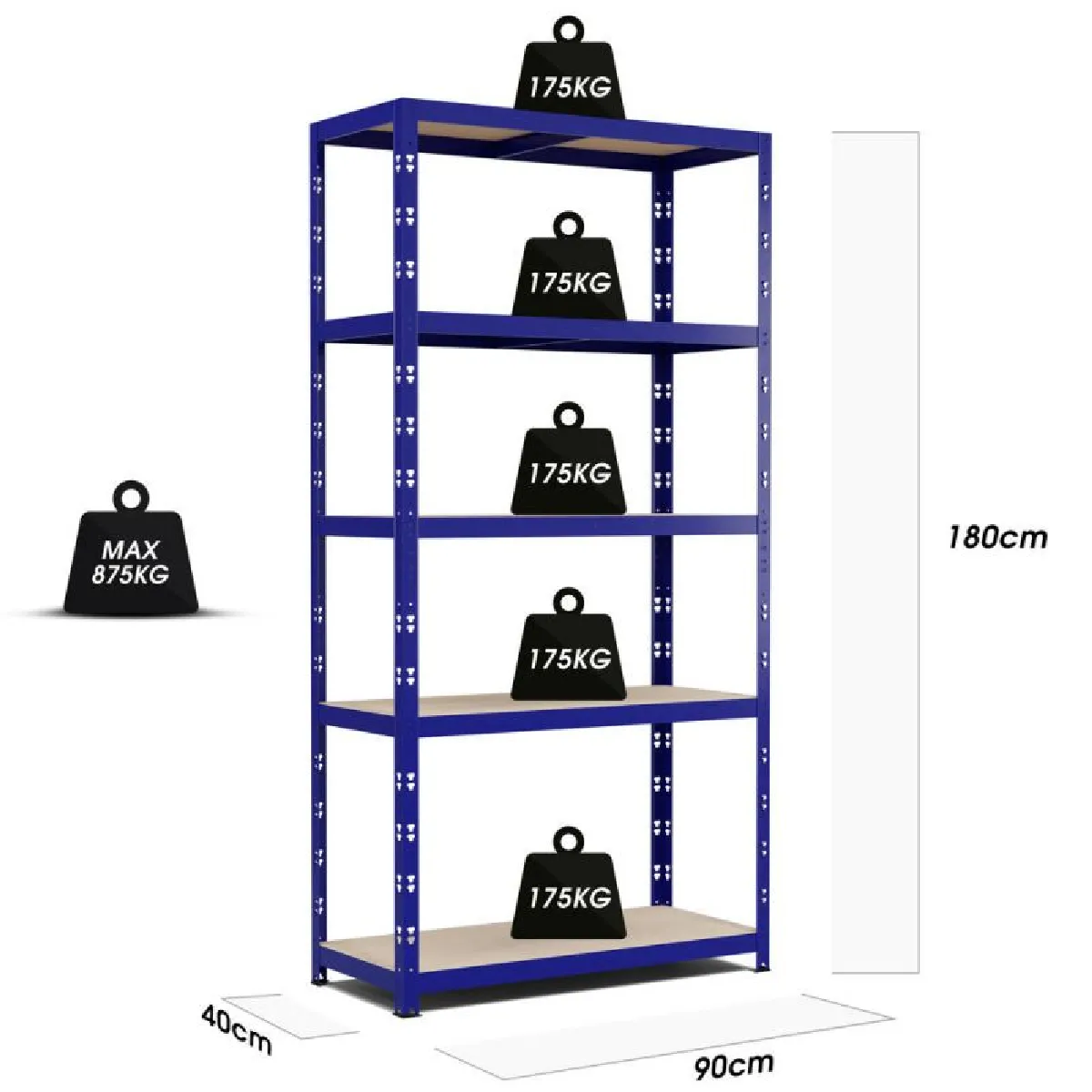 Eurospen EUROPSEN Étagère de rangement bleu 180x90x40cm