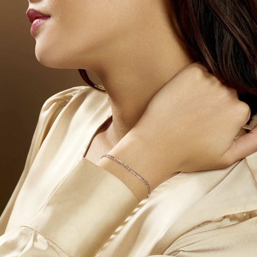 Bracelet Ophelio Maille Alternee 1/1 Or Blanc