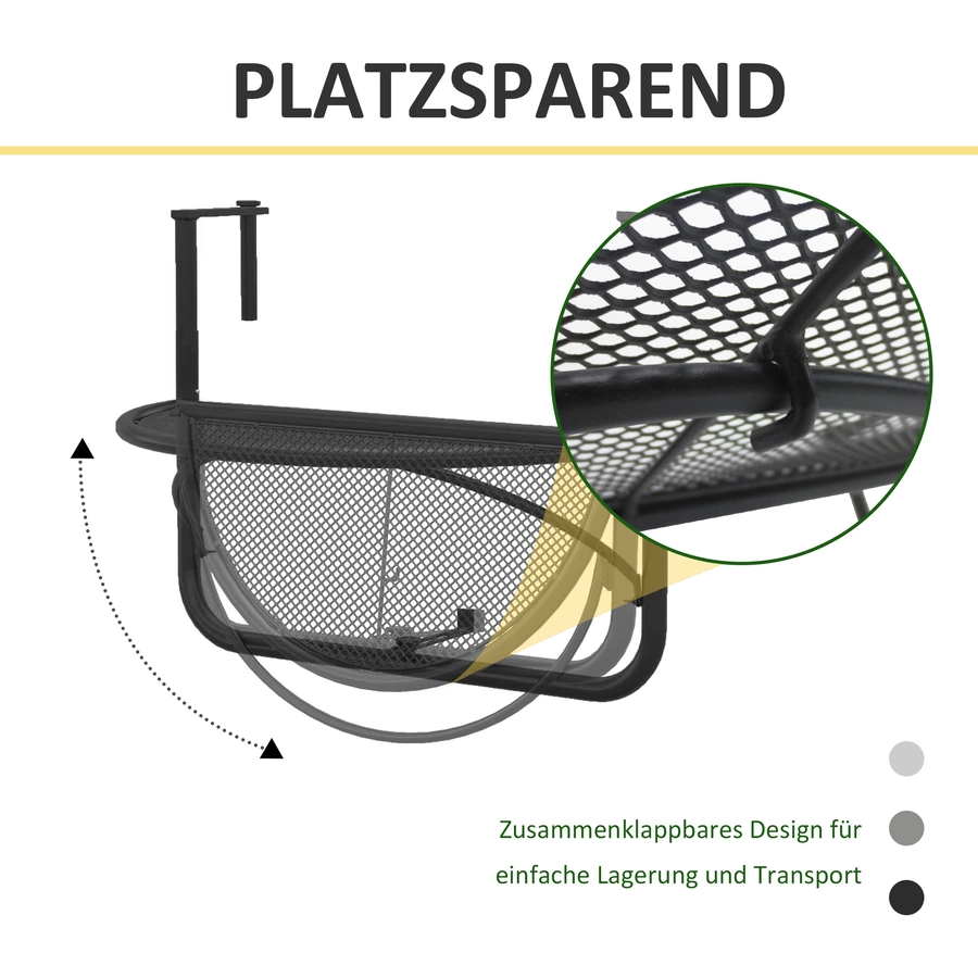 Outsunny Balkonhängetisch höhenverstellbar schwarz