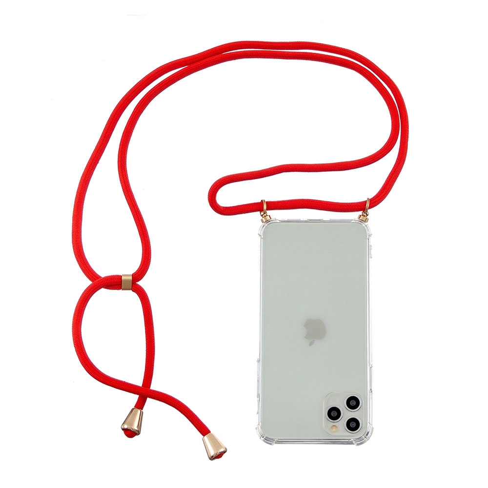 iPhone 11 Necklace Gummi Hülle Air Cushion Fallschutz   Handykette (150cm) - Rot / Gold