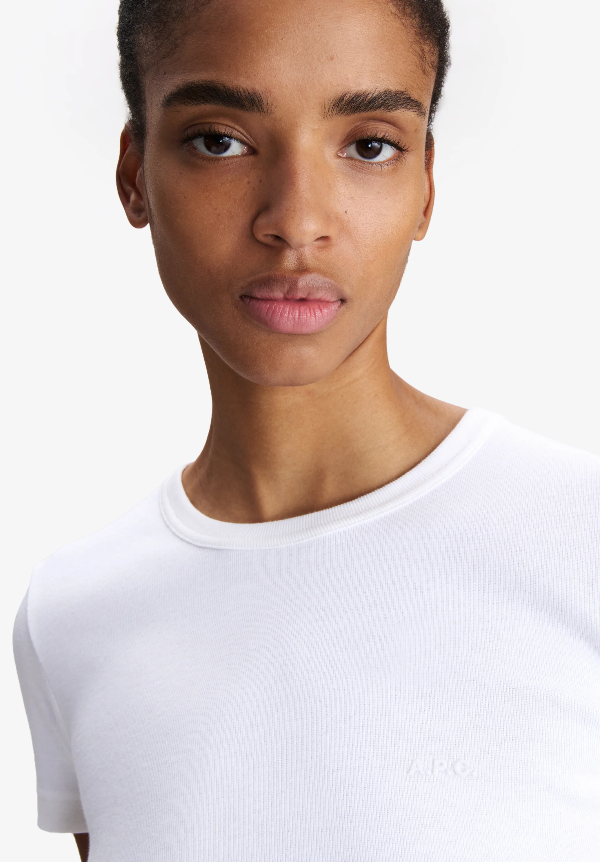 T-shirt ajusté blanc en coton bio - Blanc
