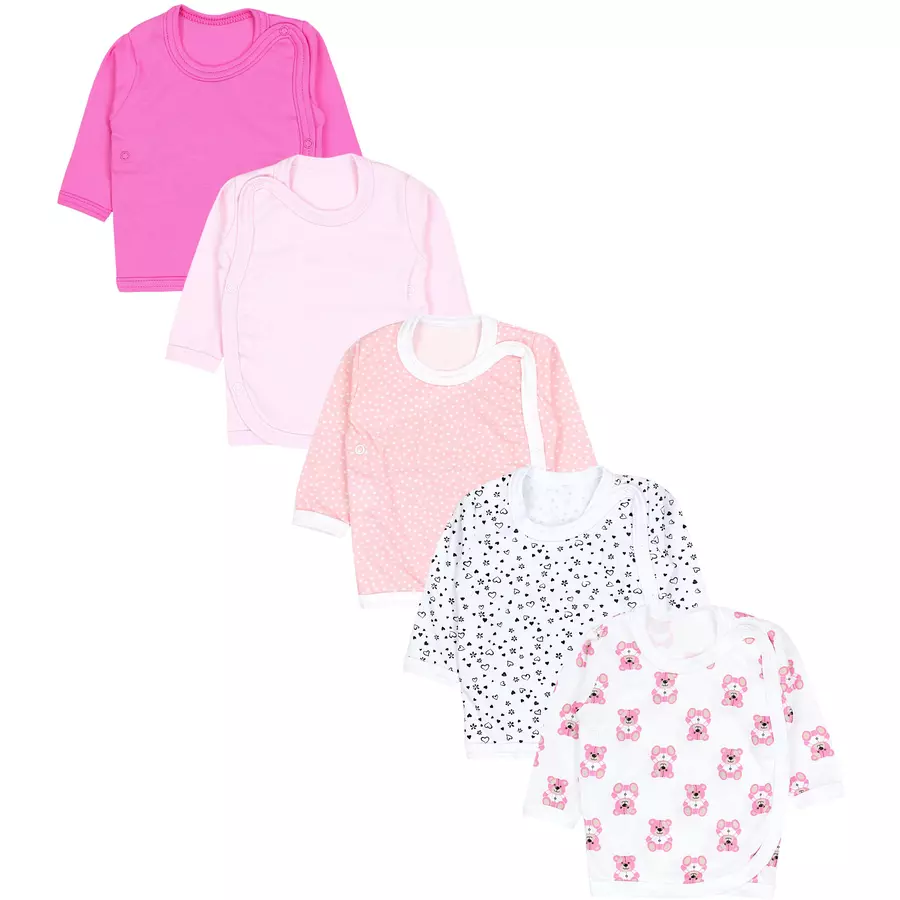TupTam Baby Mädchen Wickelshirt Langarm 5er Set rosaweiß