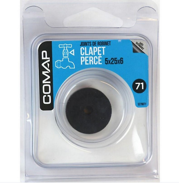 Joint de robinet clapet percé 5 x 25 x 6 mm, 1 pièce