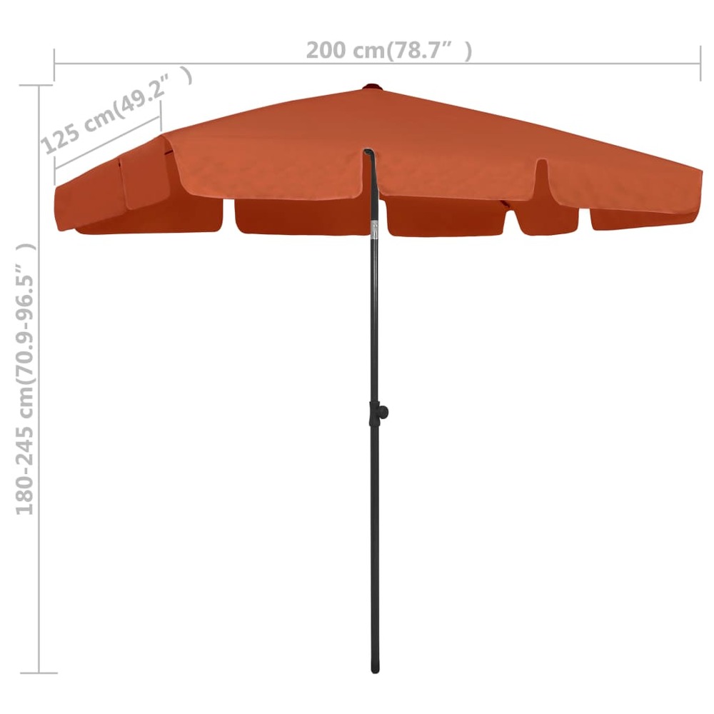 Parasol de plage 200 x 125 cm orange