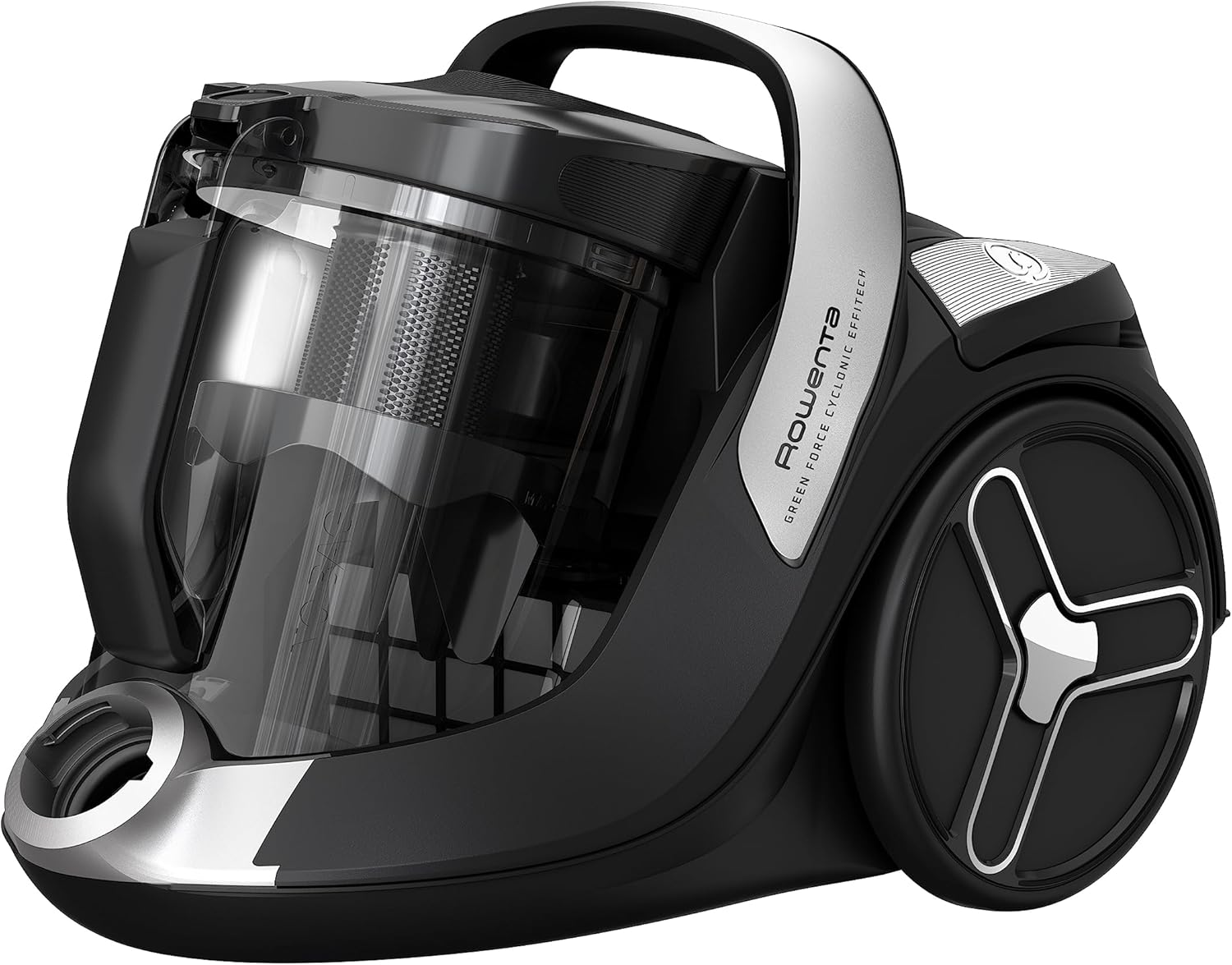 Rowenta Green Force Cyclonic Effitech Animal, Bodenstaubsauger ohne Beutel, 500 W, 2,5 Liter XXL Fassungsvermögen, besonders geräuscharm mit 66 Dezibel, Schwarz-Aluminium, RO7C66