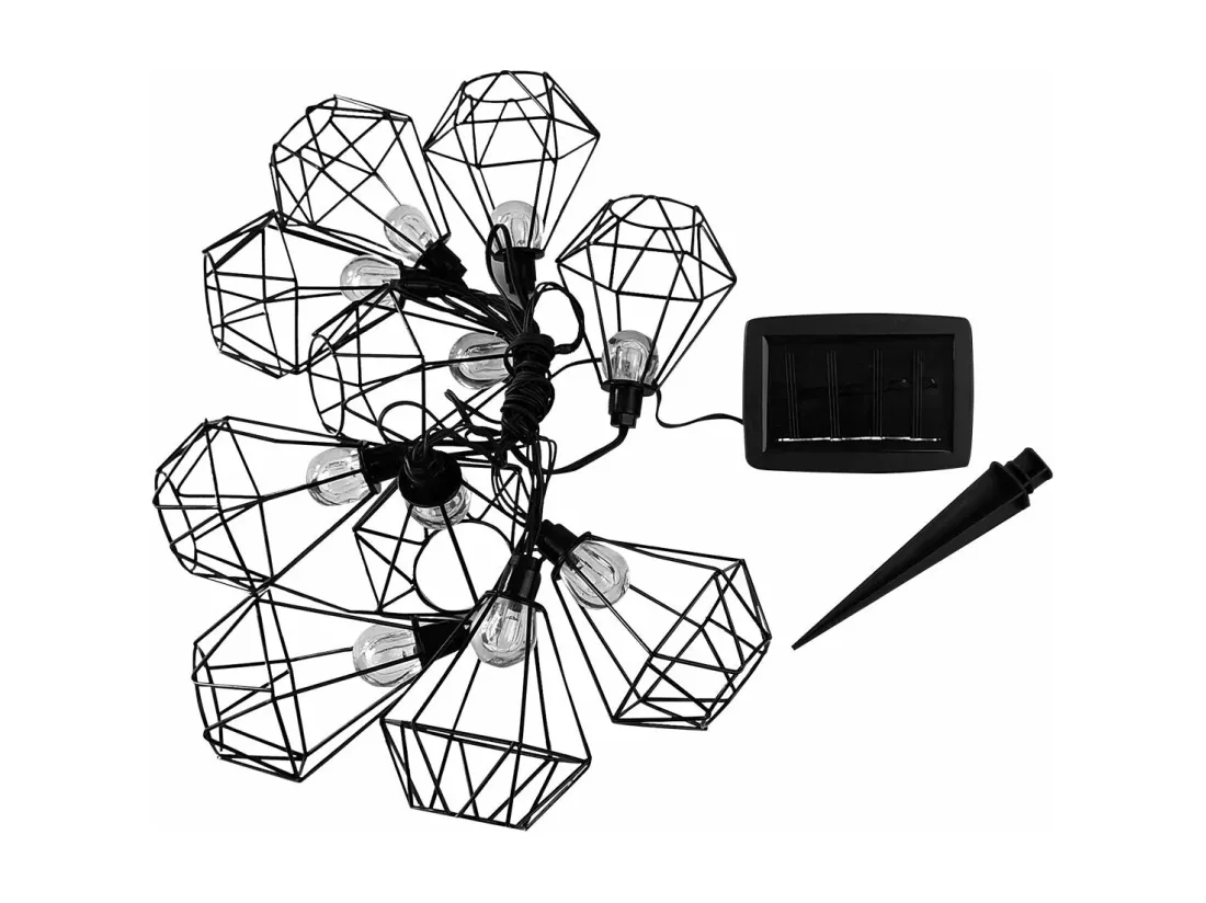 Guirlande diamant 10 ampoules MILY Noir Acier 3.90M