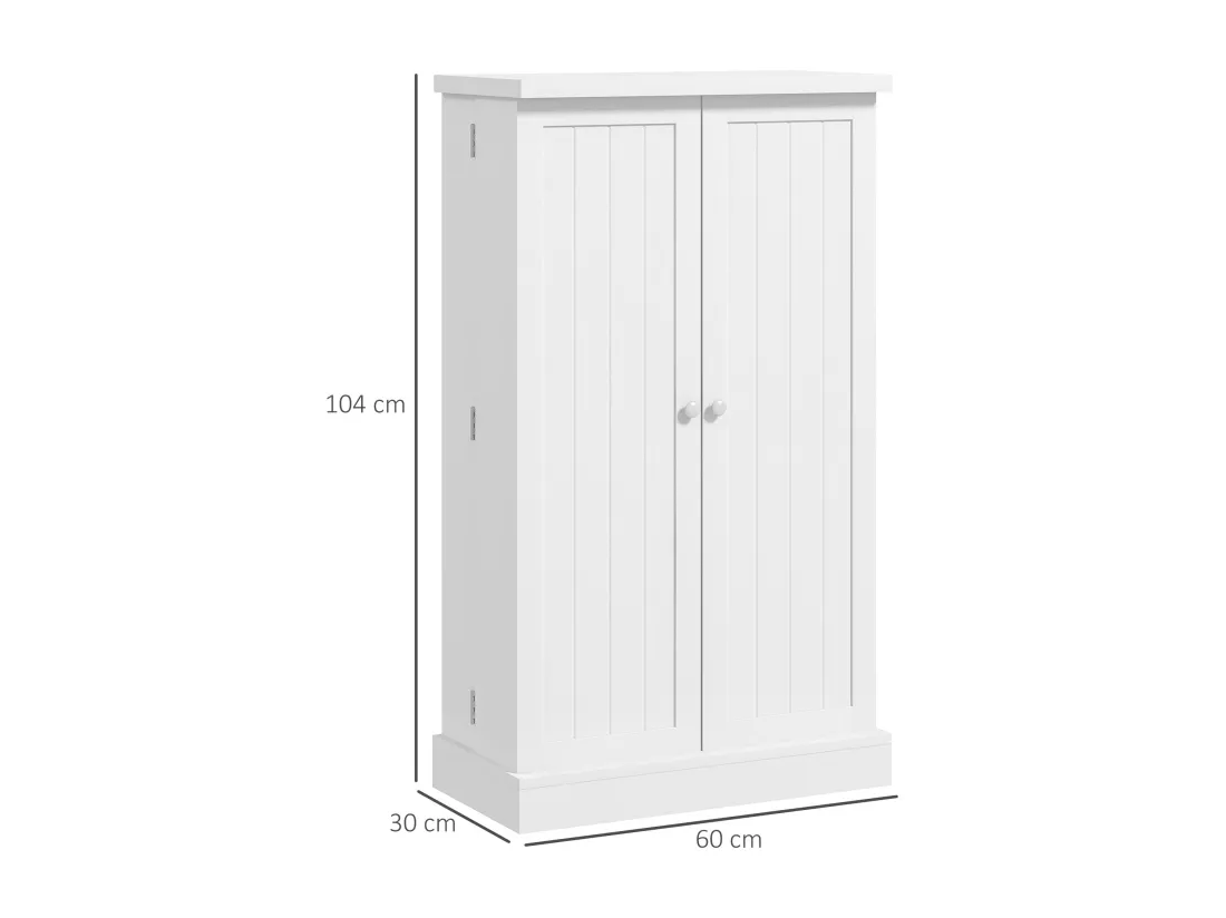 Armoire de cuisine 2 portes total 14 étagères - dim. 60L x 30l x 104H cm - MDF blanc