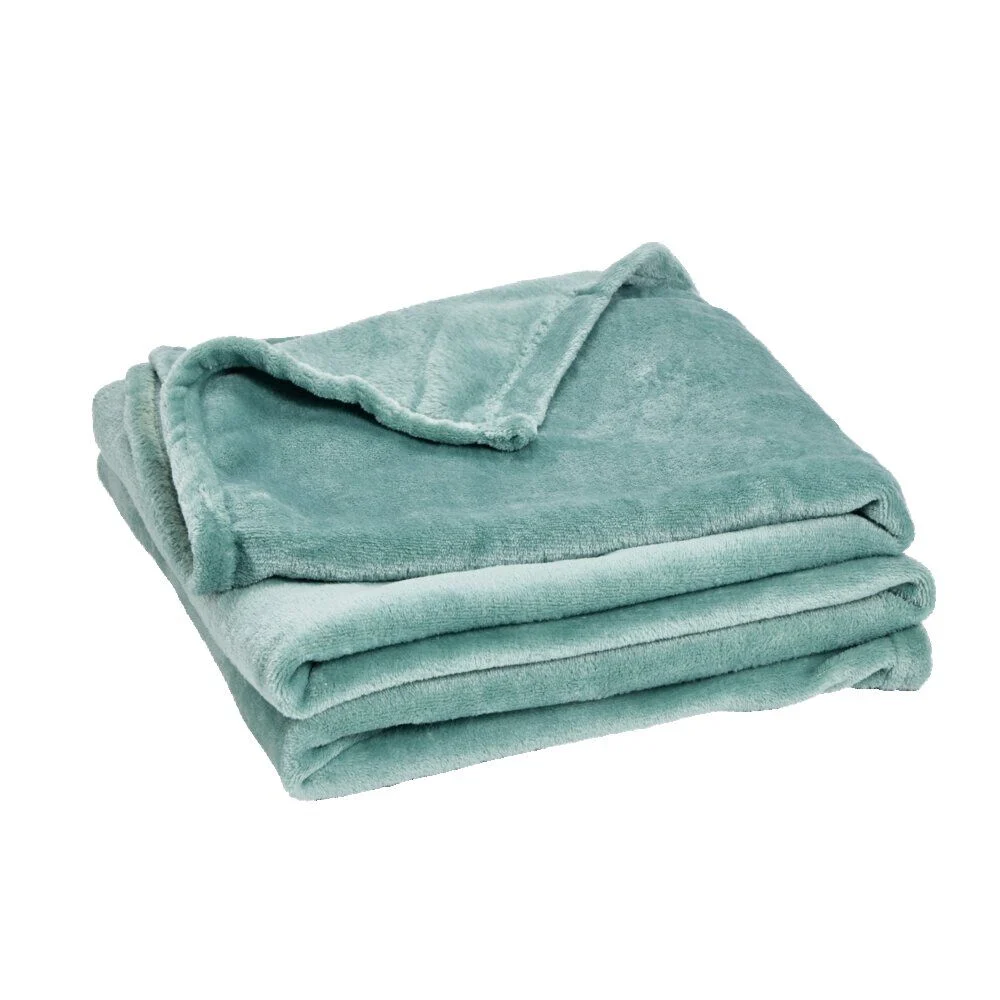 Plaid polaire uni vert 160x130cm