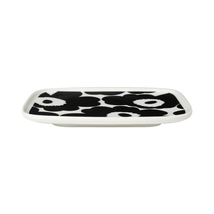 Marimekko - Oiva Unikko Servierplatte, 15 x 12 cm, weiss / schwarz