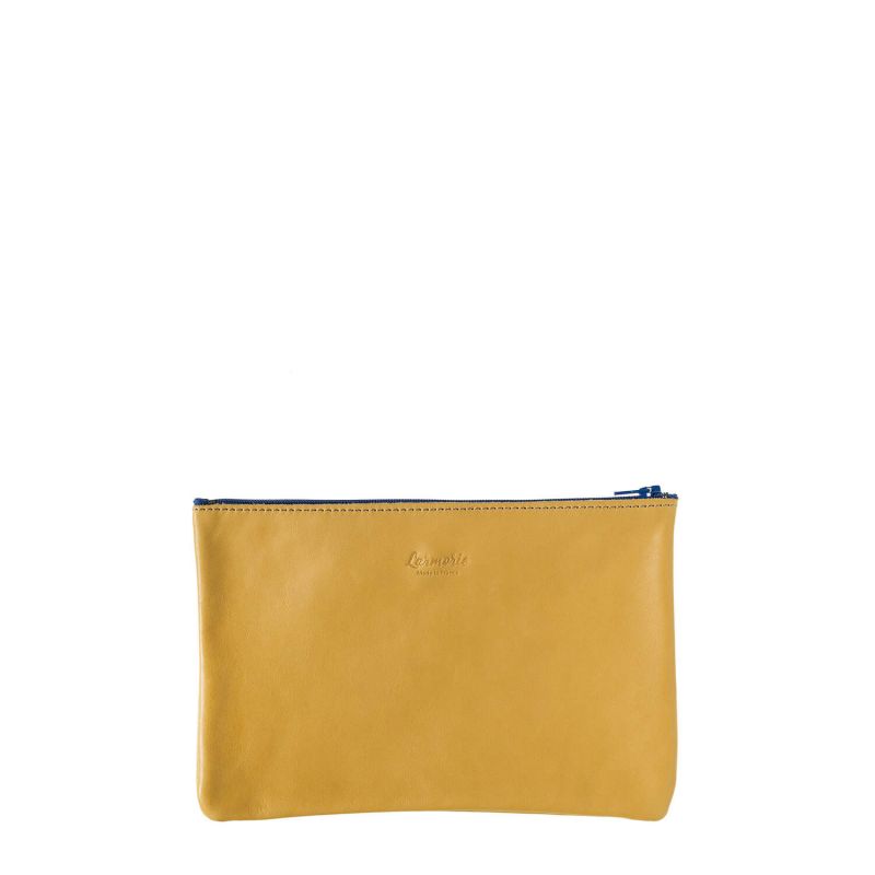 Pochette Camille en cuir UpCyclé 21 cm Soleil Jaune