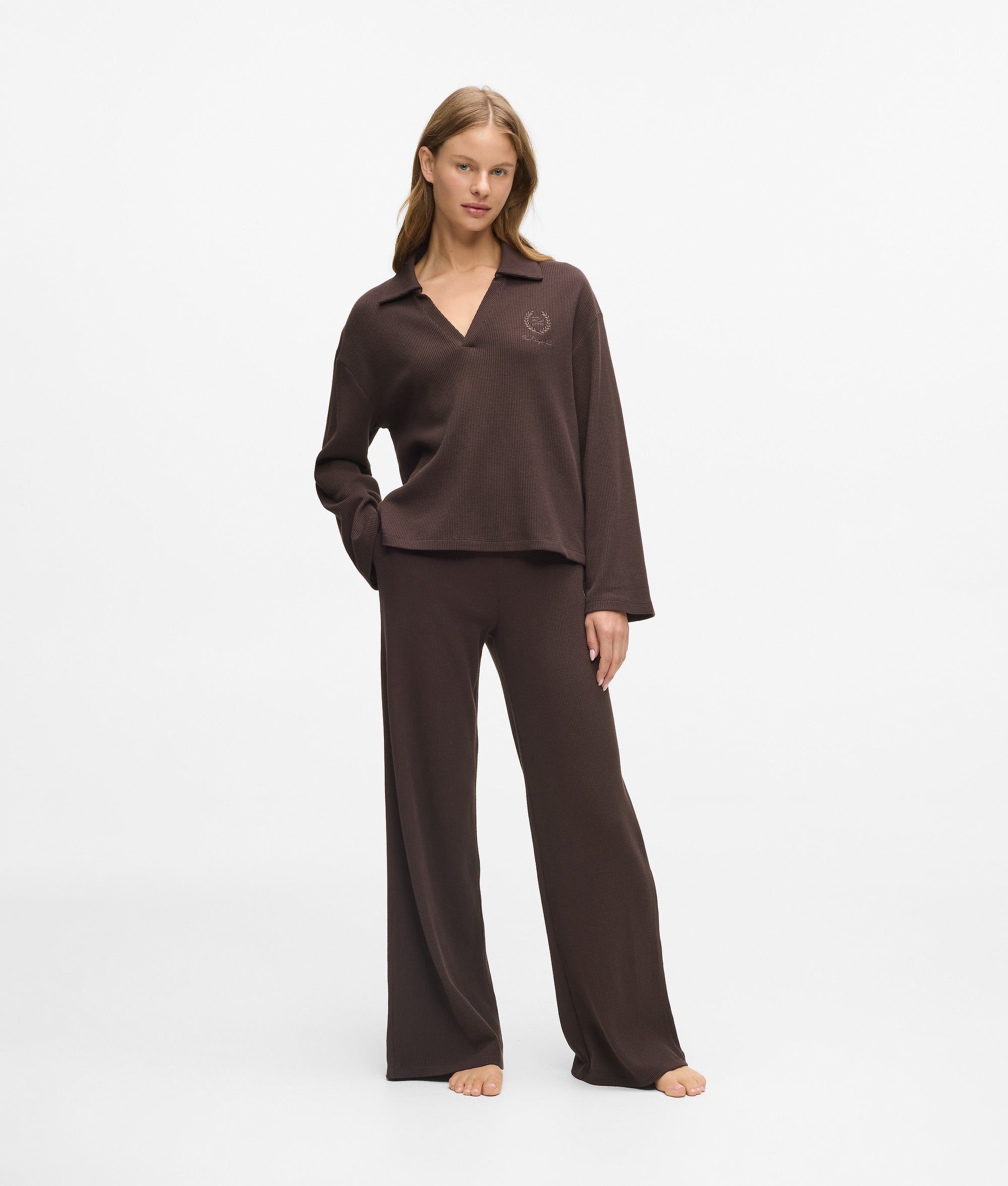 Waffle loungewear broek